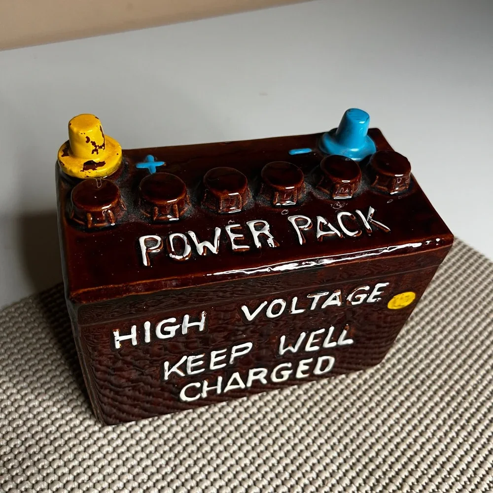 Vintage Ceramic Car Battery Decanter High Voltage Power Pack Novelty Japan